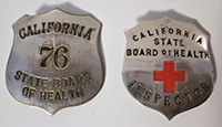 California State Board of Health Inspector Badges